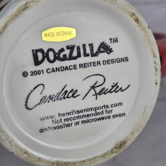 Candace Reiter Dogzilla Oversized Mugs with Handles Dog Themed Set of 2 Vtg 2001 - Picture 9 of 10